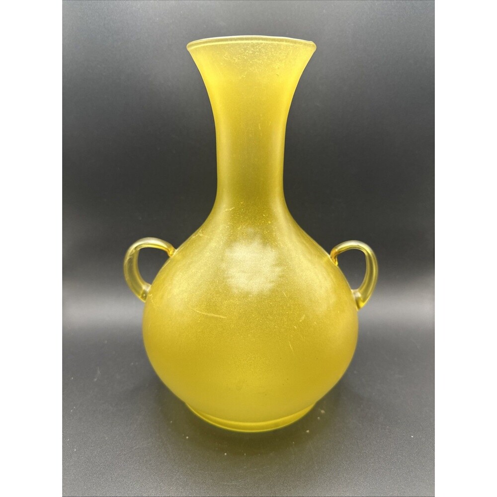 Blown Glass Yellow Vase Made in Colombia by Country Originals Inc. Very Unique!!